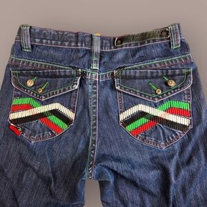 Akademiks Jeans Size 32 Mens Blue Denim Baggy Relaxed Fit Flap Pockets Heel Drag